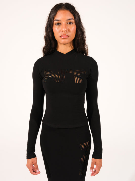 SKIN GRID LONG SLEEVE IN 'BLACKOUT'
