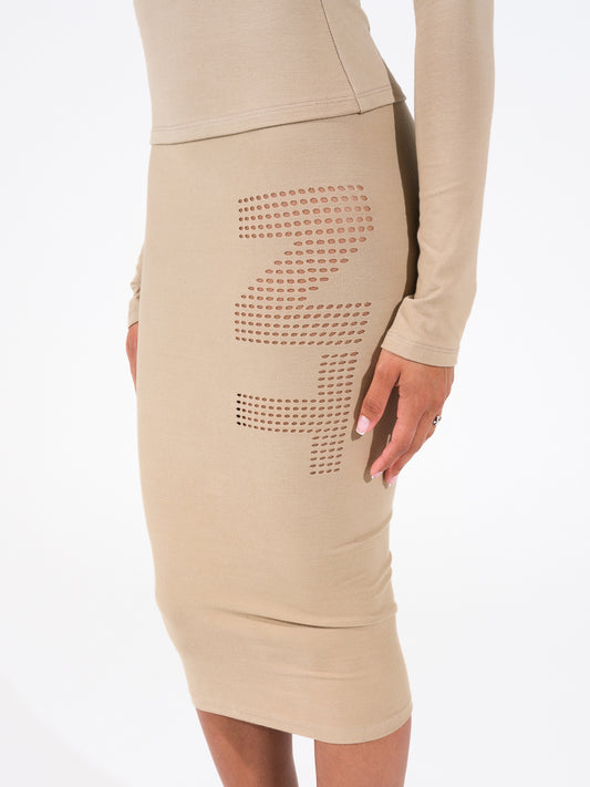 SKIN GRID SKIRT IN 'BARE'