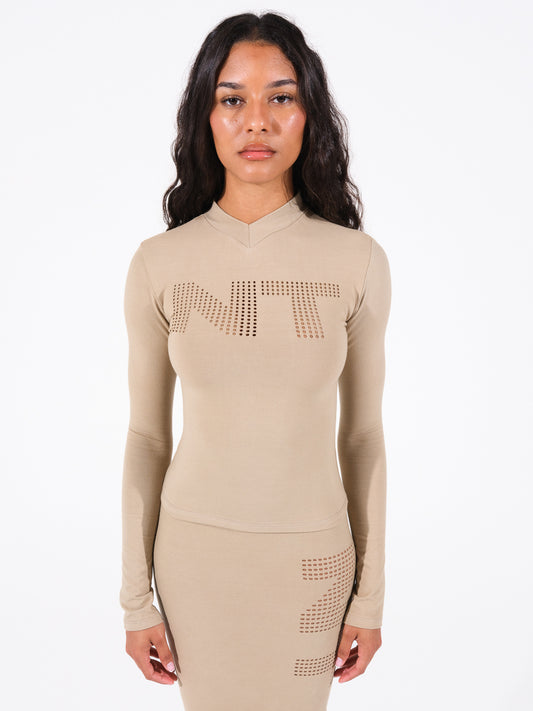 SKIN GRID LONG SLEEVE IN 'BARE'
