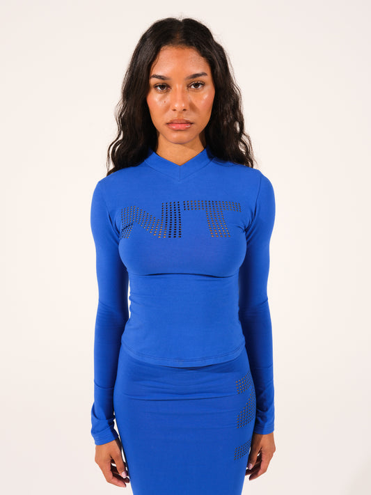 SKIN GRID LONG SLEEVE IN 'ELECTRIC BLUE'