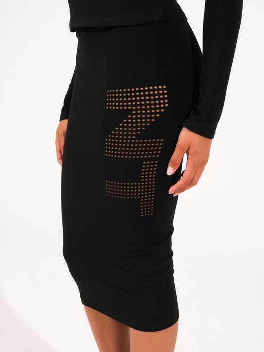 SKIN GRID SKIRT IN 'BLACKOUT'