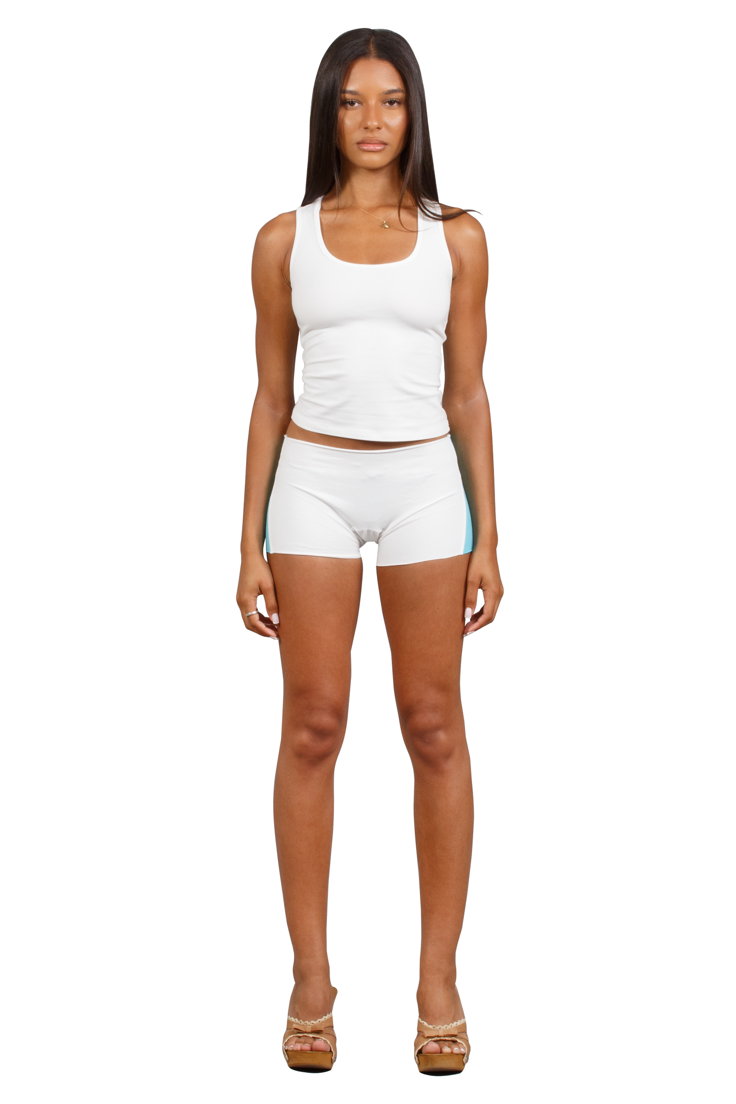 JOSIE SHORTS WHITE & TURQUOISE