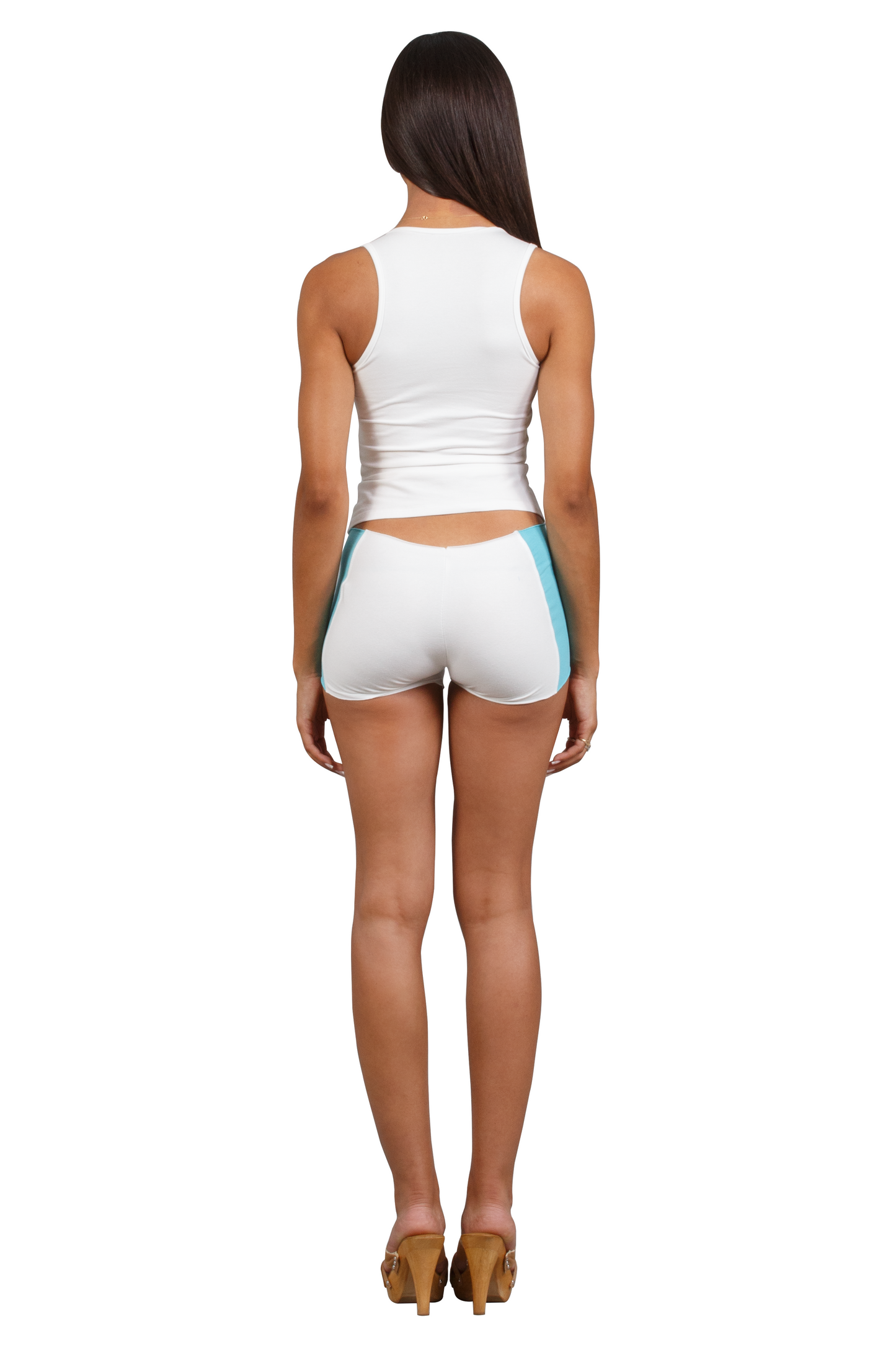 JOSIE SHORTS WHITE & TURQUOISE