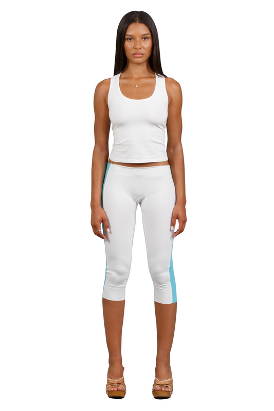 JILL CAPRIS WHITE & TURQUOISE