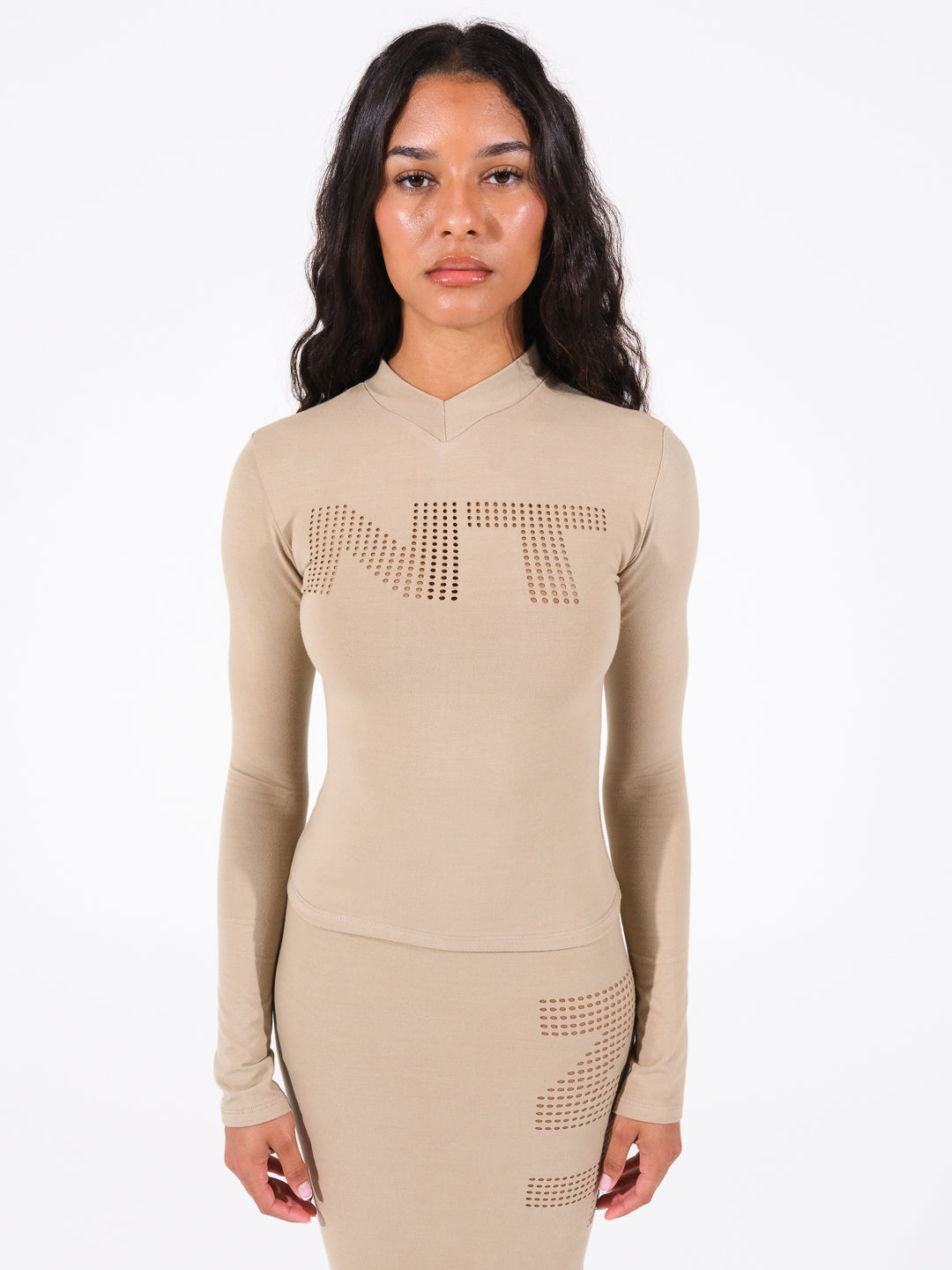 SKIN GRID LONG SLEEVE IN 'BARE'